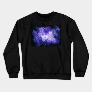 Watercolor Blue Nebula and Starry Sky Crewneck Sweatshirt